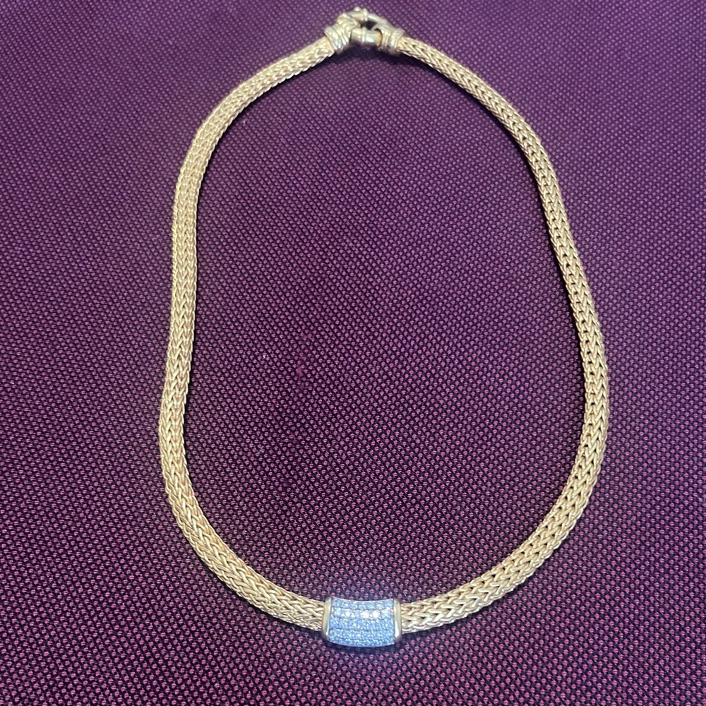 EFFY diam cluster 18” collar necklace 1/2 carat t.w. 14k gold-plated SS neckace